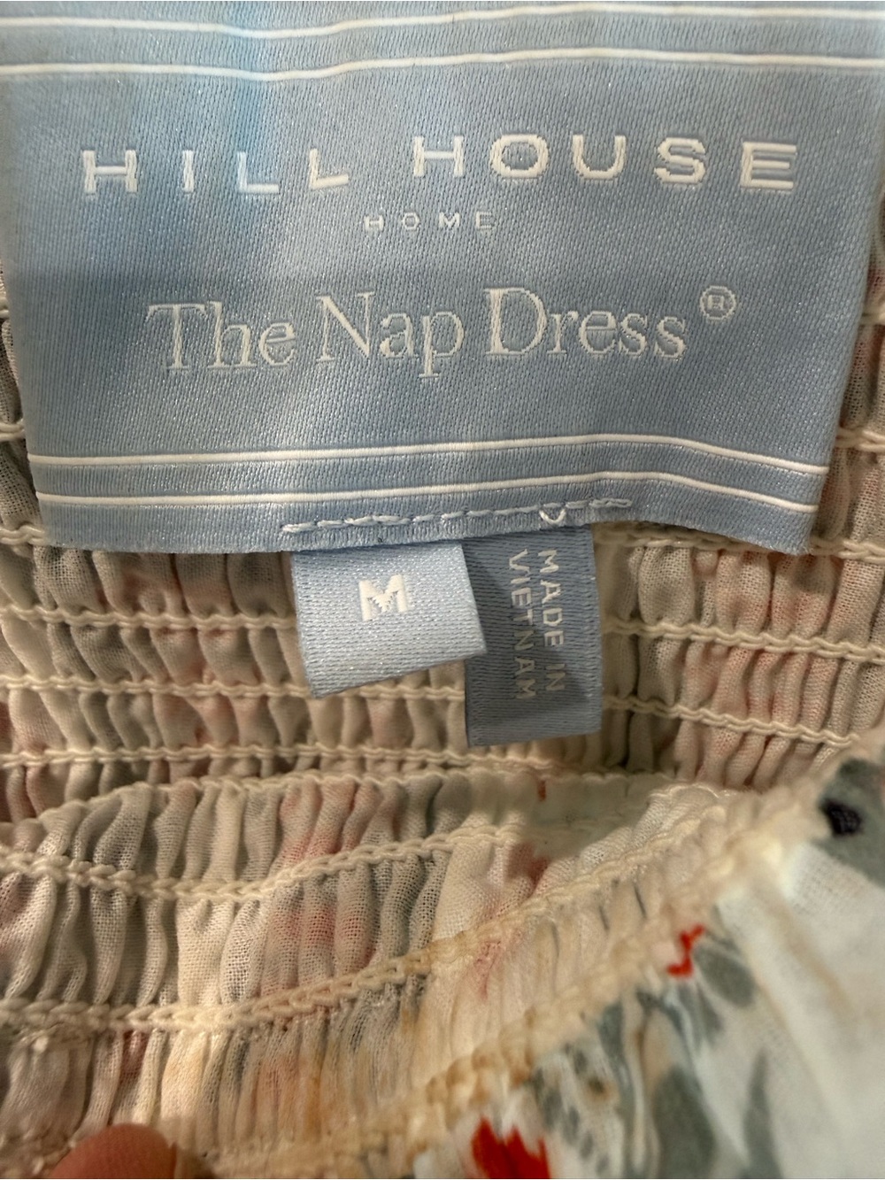 Hill House The Scarlet Midi Nap Dress Smocked in Cosmos Floral Stripe Sz M - Picture 8 of 12